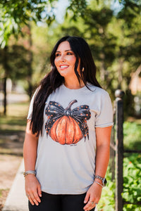 Pumpkin W/ Black Bow Tee