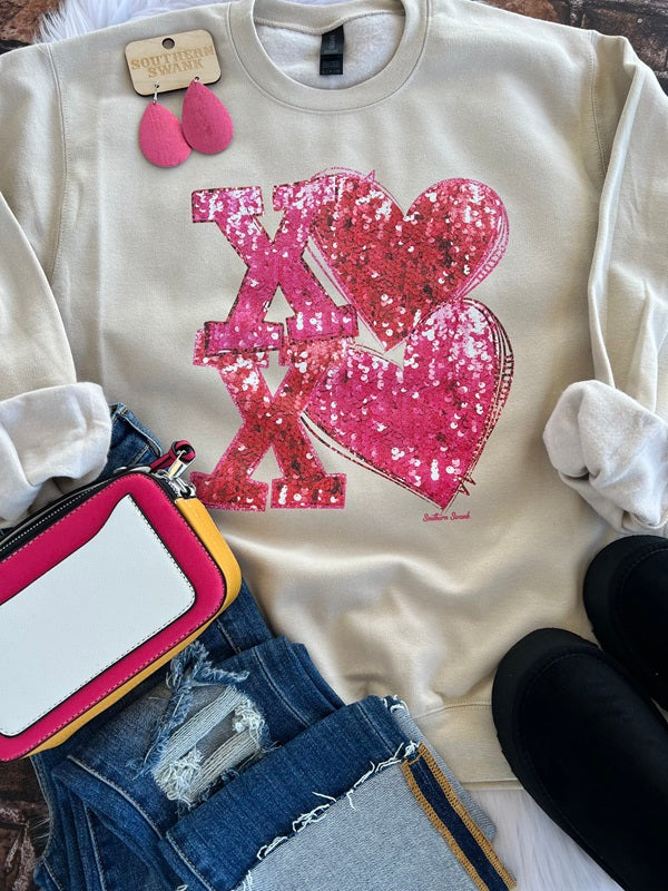 XOXO Faux Sequin Sweatshirt