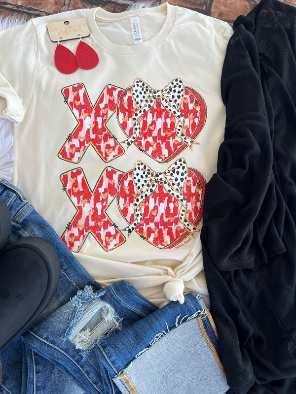 XOXO Hearts and Bow Tee