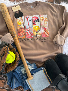 Softball Game Day Mocha Sweatshirt