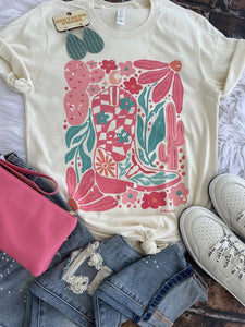 Boho Cowgirl Pink Abstract Tee