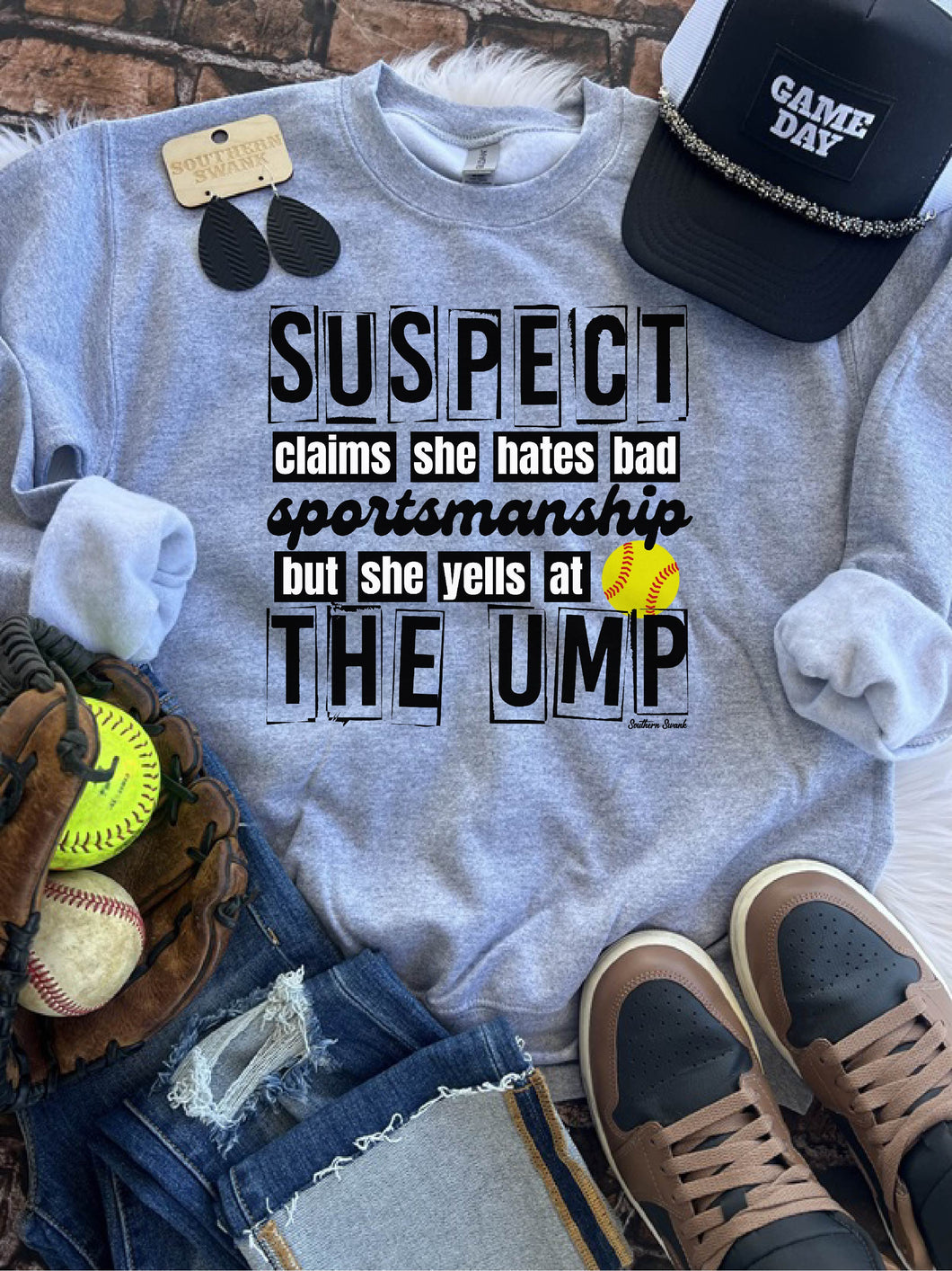 Suspect Claims Softball Sweatshirt