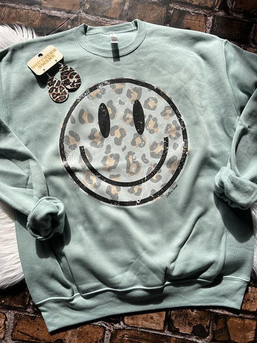 Leopard Smiley Sweatshirt - Southern Swank Wholesale